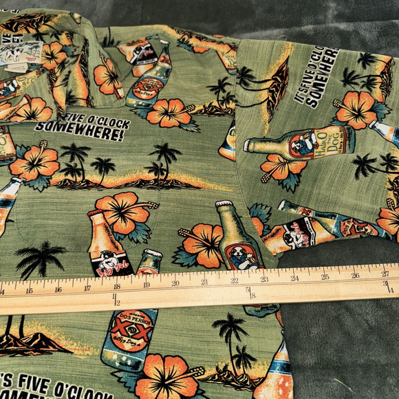 Big Dogs Hawaiian Five O'Clock Shirt Men's Large Green Tropical Floral Button-Up - Picture 6 of 7